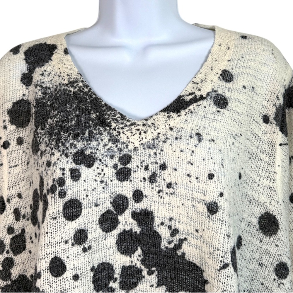 Nally and Millie Splatter Print Knit Sweater Sz XL Black Cream Oversized Grunge - Picture 3 of 7